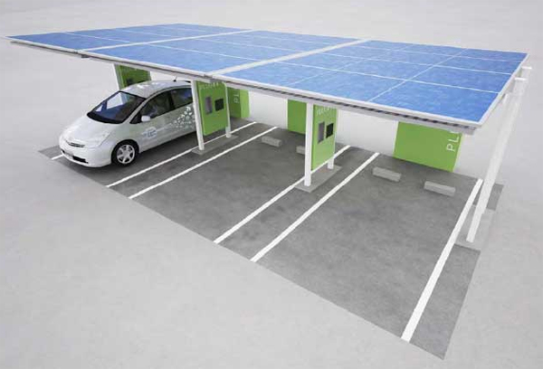 Nutzung der Sonne für Parkplätze, saubere Energie